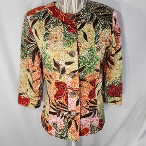 Joni B. NWOT Multicolored Floral Print Button Down Blazer Jacket Size Small